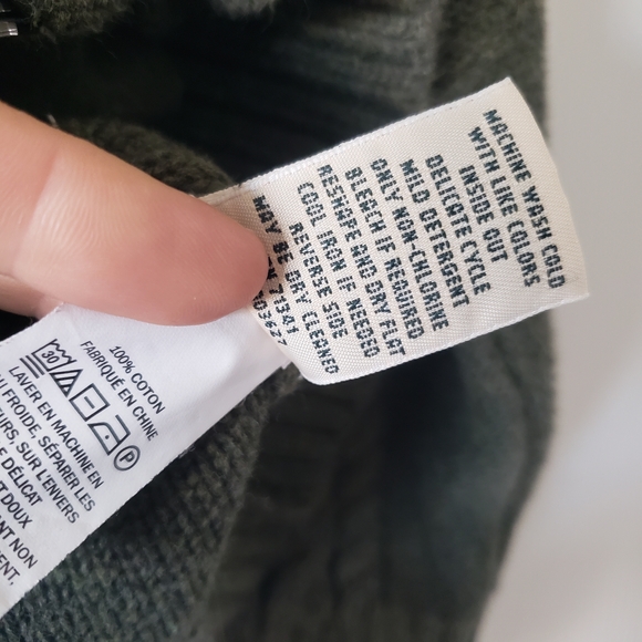 Women's L.L. Bean Green Cable Zip Up Knit Sweater Large Petite #50 - Picture 6 of 7